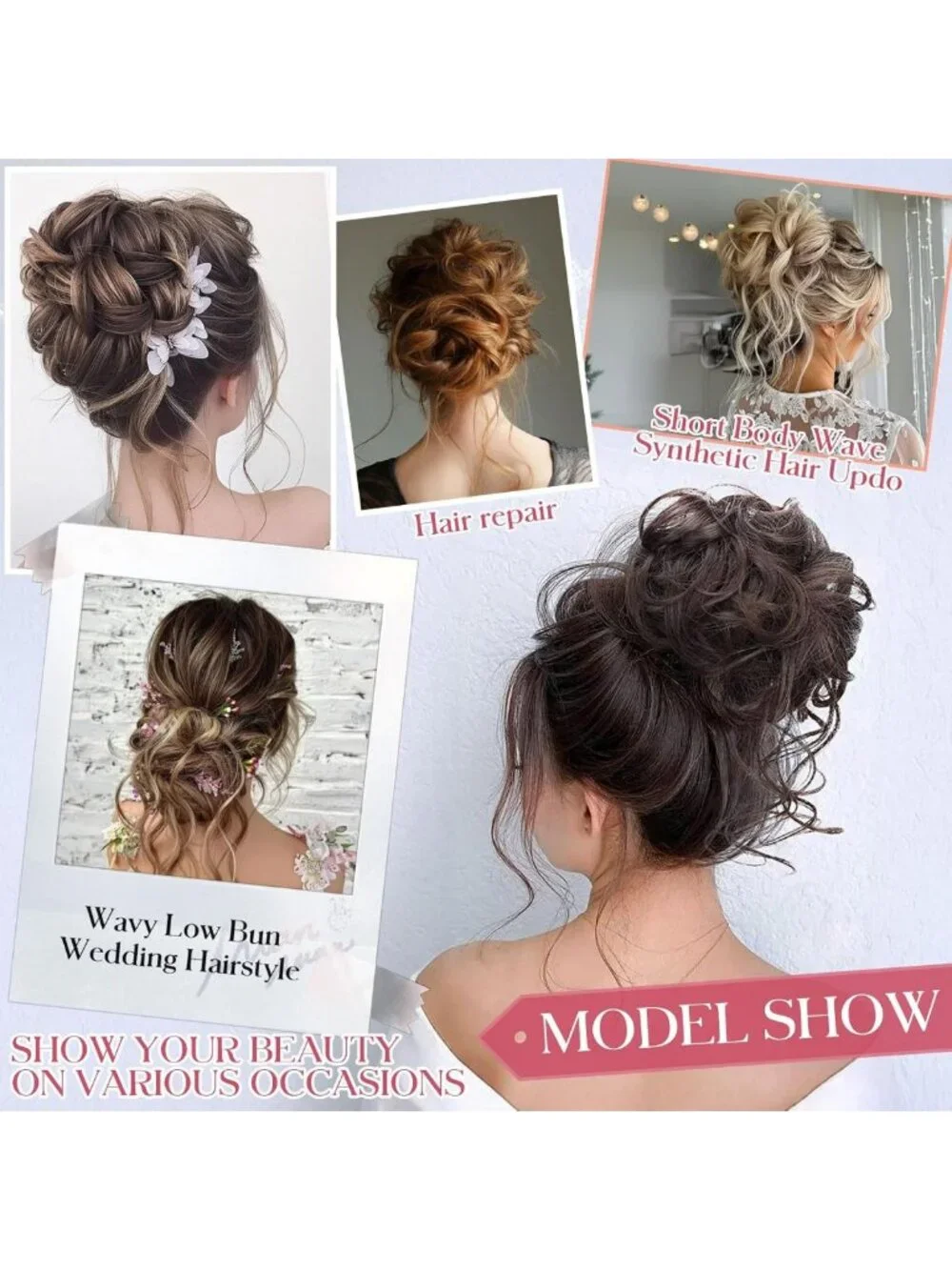 2PCS Messy Bun Hair Extensions - Stylish Ponytail Pieces for Effortless Updos
